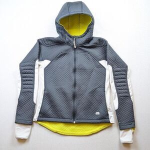 Y2K Nike Sphere Thermal Zipup Hoodie Gray Green Runing Athletic Women's Sz M